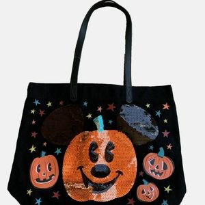 Disney Parks Walt Disney World Canvas Tote Bag Halloween Pumpkin Mickey Mouse